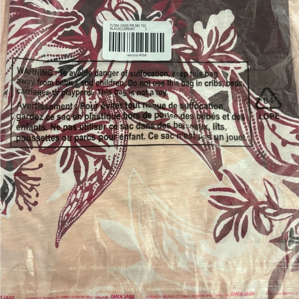 C Chico's Floral Pink Short Sleeve Sub Tee with Crew Neck size Large/12 - Picture 10 of 11